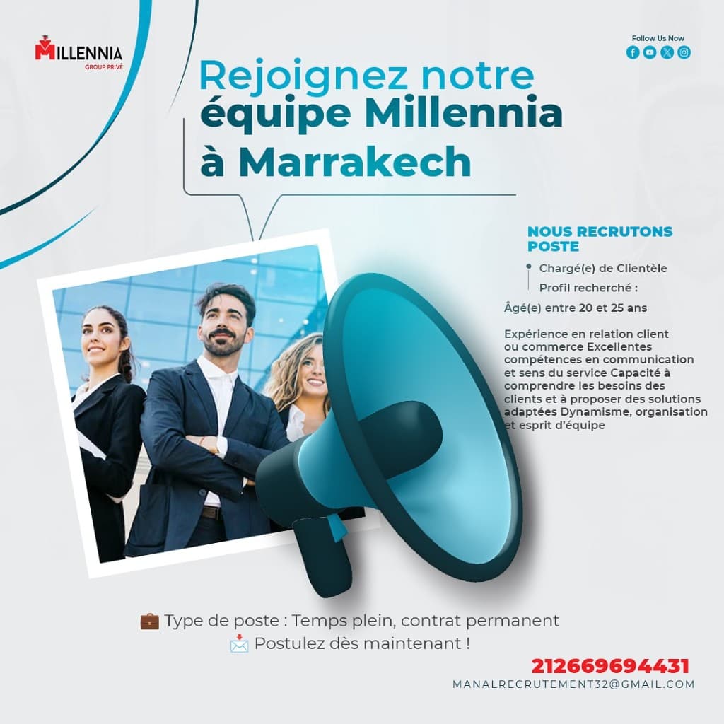 Recrutement chargé(e) de clientèle — Millennia