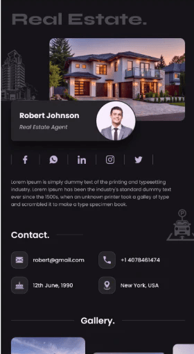 Modèle de vCard E-NFC pour agent immobilier