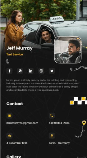 Modèle de vCard E-NFC pour service de taxi